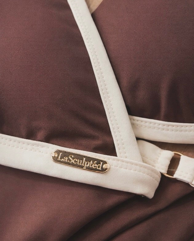 Sculptéd Espresso Créme Two-tone triangle bikini Top