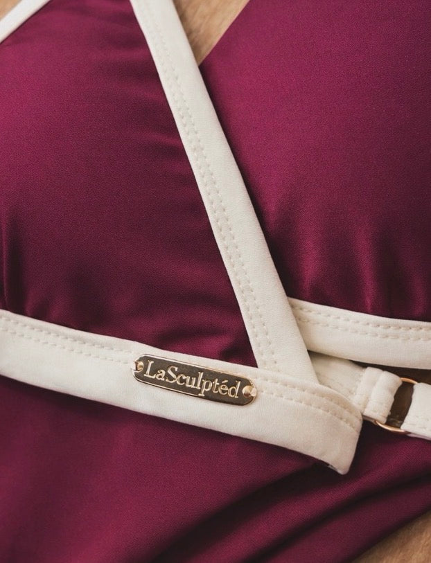 Sculptéd Burgundy Moon Two-toned triangle bikini Top