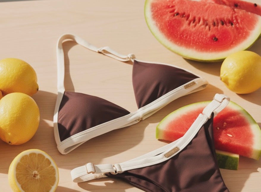 Sculptéd Espresso Créme Two-tone triangle bikini Top