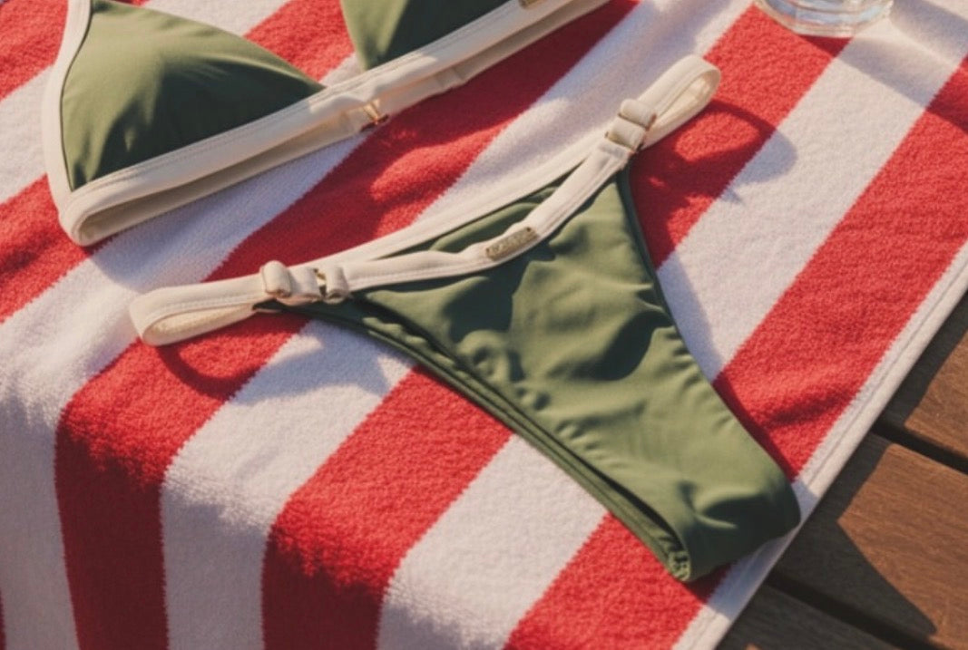 Sculptéd sage Reverie Two-toned triangle bikini bottoms