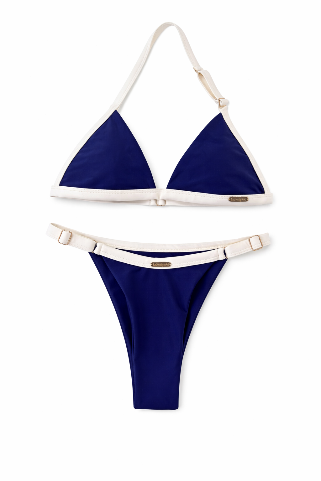 Sculptéd Navy Créme Two-toned triangle bikini set