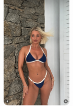 Sculptéd Navy Créme Two-toned triangle bikini Top