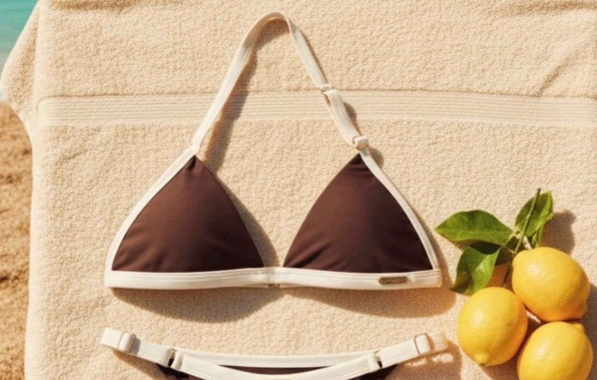 Sculptéd Espresso Créme Two-tone triangle bikini Top
