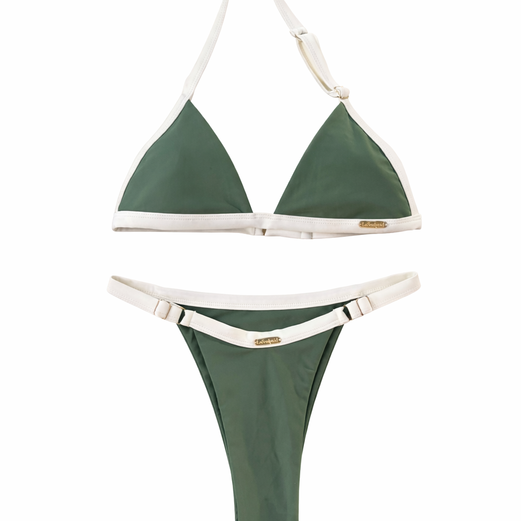 Sculptéd sage Reverie Two-toned triangle bikini set