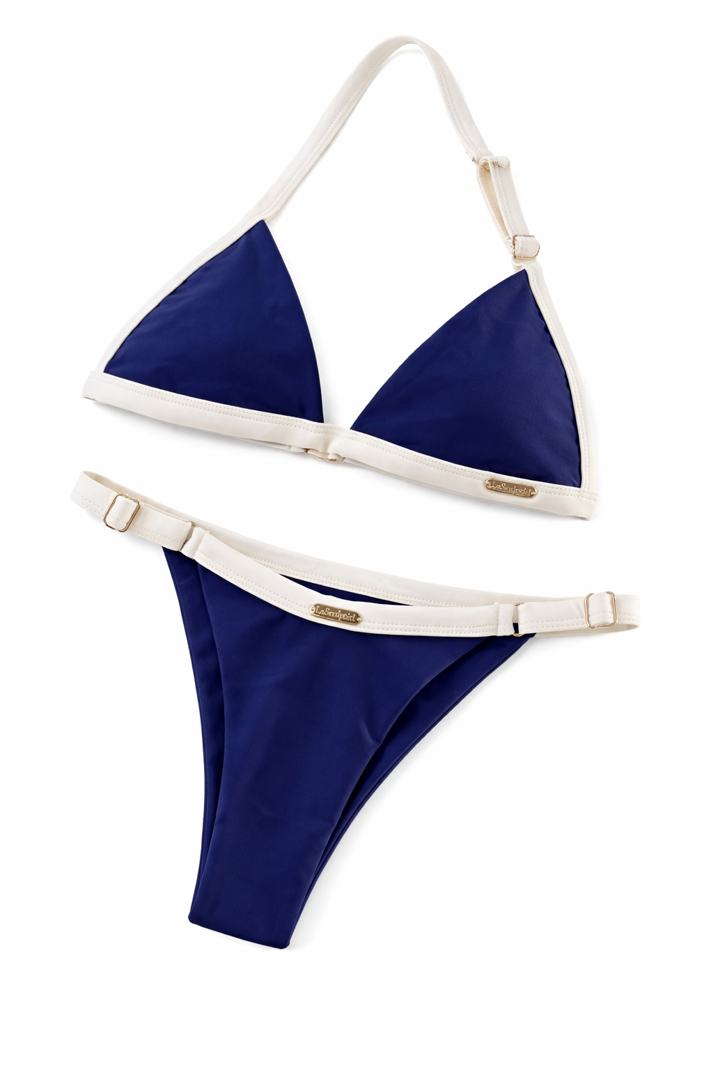 Sculptéd Navy Créme Two-toned triangle bikini set