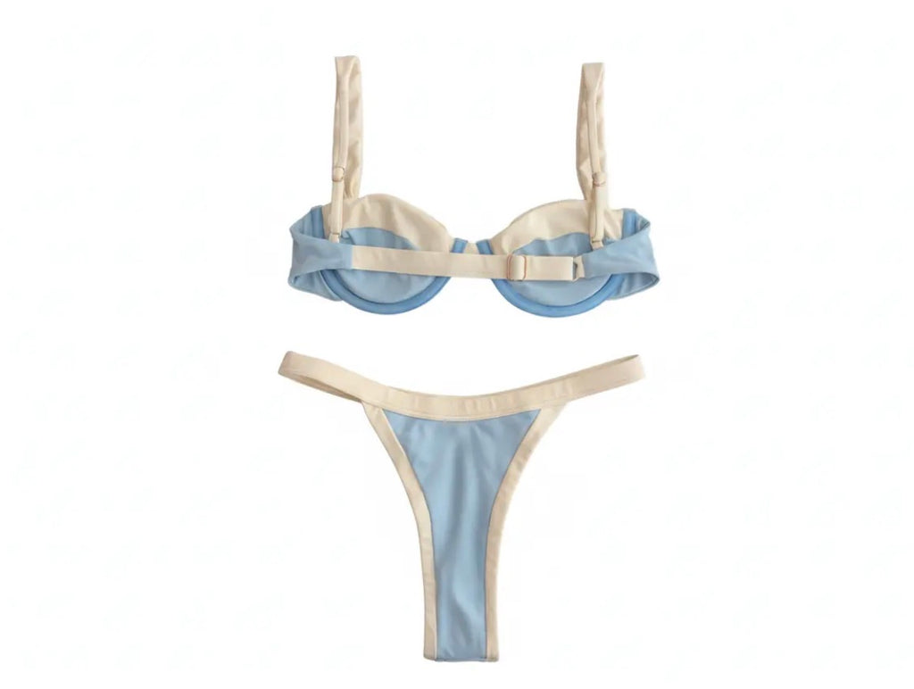 Tide Créme Two-toned Triangle Bikini Top