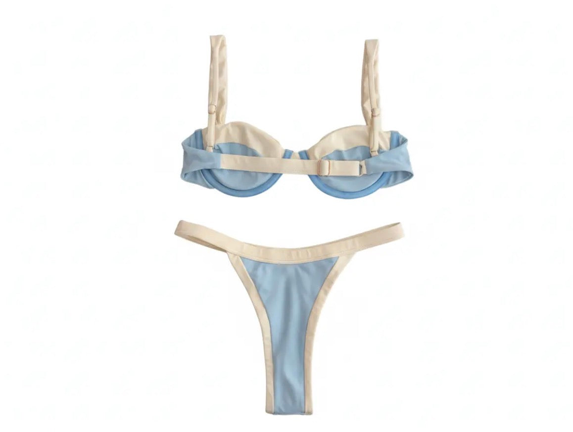 Tide Créme Two-toned Triangle Bikini Bottoms