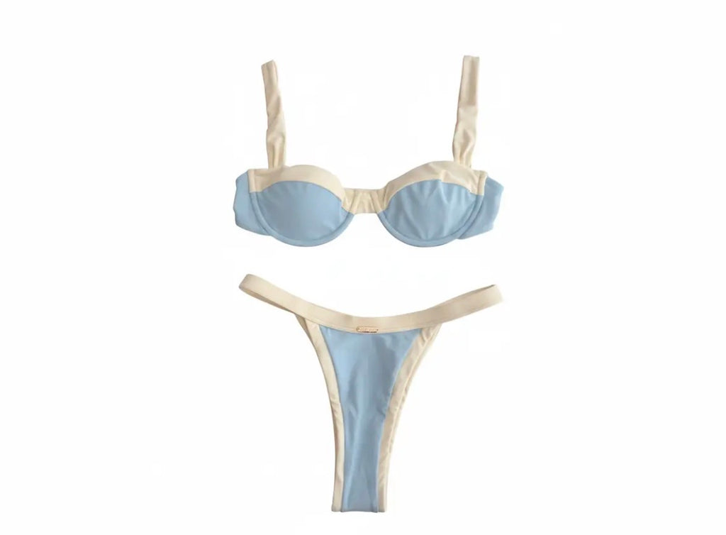 Tide Créme Two-toned Triangle Bikini Top